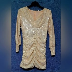 Long Sleeve Ruched Dress XL size.